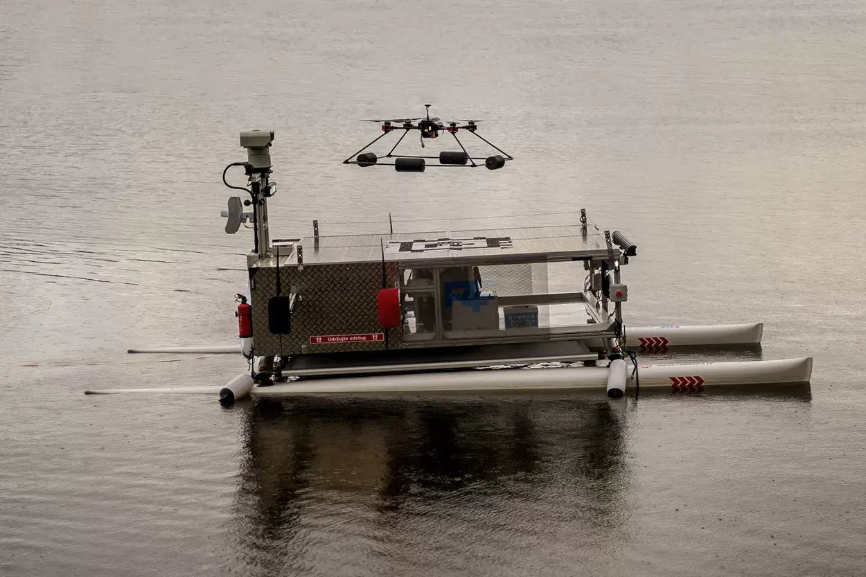 Waterproof Drone landing on boat