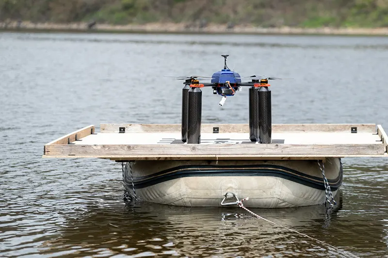 Waterproof drone landing on a paltform