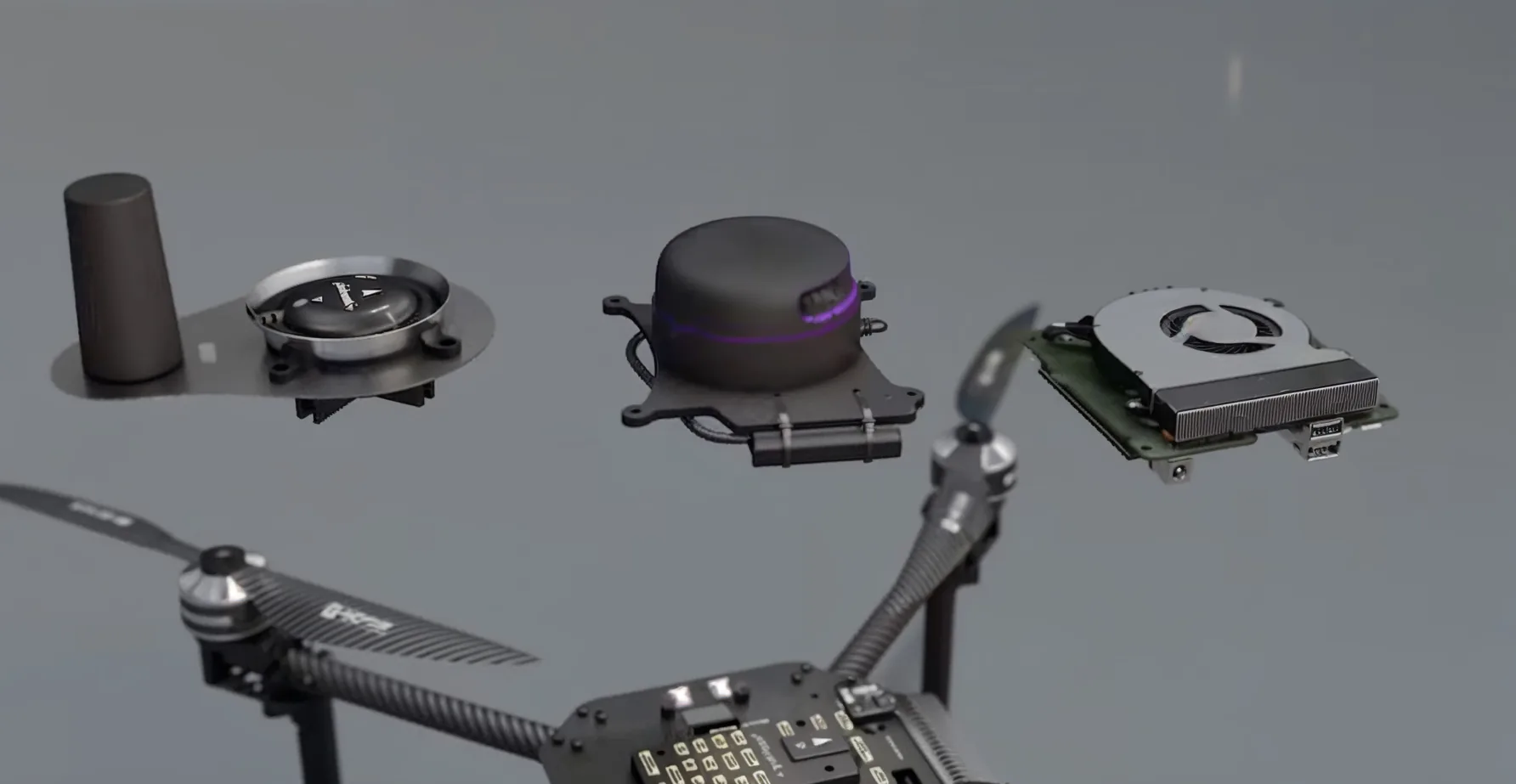 Drone components exploded view