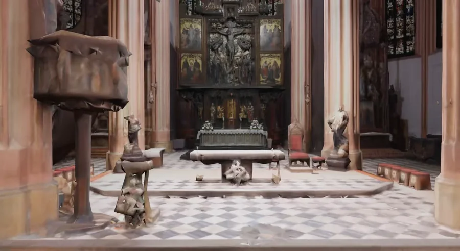 RoboCore scanning a church interior in a GNSS-denied environment